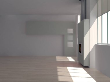 modern parlak iç mekan 3D resimleme