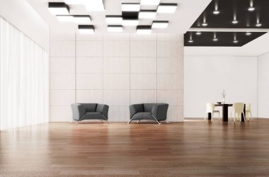 modern parlak iç mekan 3D resimleme