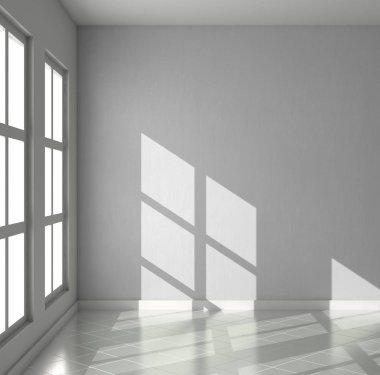 modern parlak iç mekan 3D resimleme