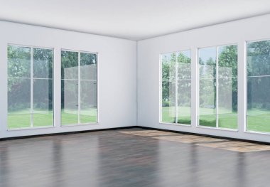 modern parlak iç mekan 3D resimleme