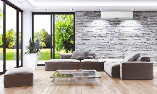 modern parlak iç mekan 3D resimleme