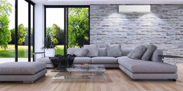 modern parlak iç mekan 3D resimleme