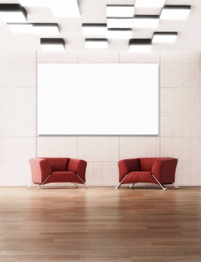 modern parlak iç mekan 3D resimleme