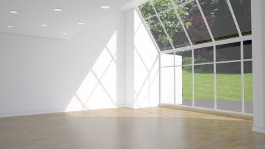 modern parlak iç mekan 3D resimleme