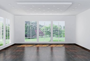 modern parlak iç mekan 3D resimleme