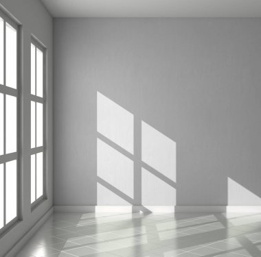 modern parlak iç mekan 3D resimleme