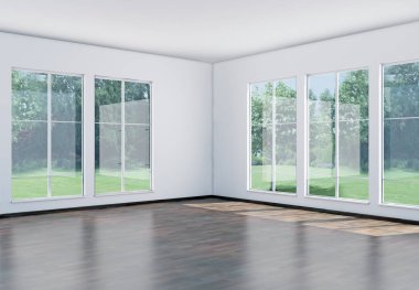 modern parlak iç mekan 3D resimleme