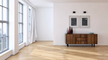 modern parlak iç mekan 3D resimleme