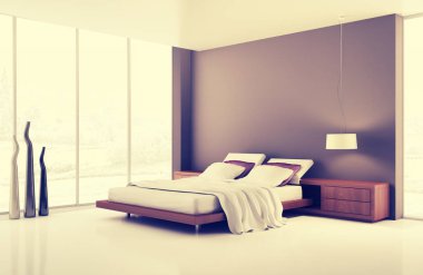 modern parlak iç mekan 3D resimleme