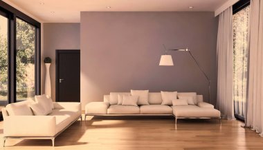 modern parlak iç mekan 3D resimleme