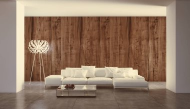 modern parlak iç mekan 3D resimleme