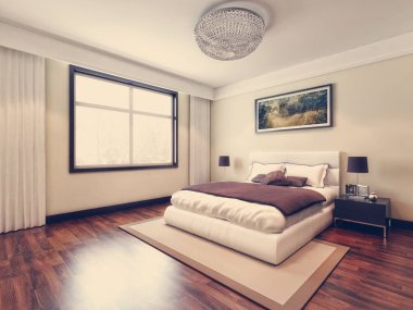modern parlak iç mekan 3D resimleme
