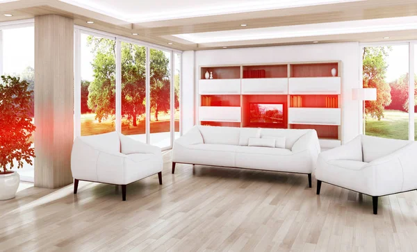 Modern bright interiors 3D rendering illustration — Stock Photo, Image