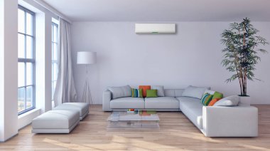 modern parlak iç mekan 3D resimleme