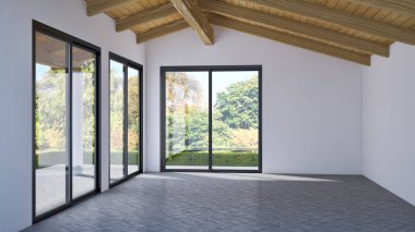 modern parlak iç mekan 3D resimleme