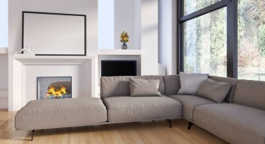 modern parlak iç mekan 3D resimleme