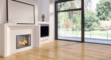 modern parlak iç mekan 3D resimleme