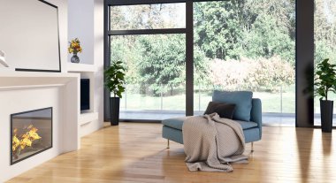 modern parlak iç mekan 3D resimleme