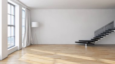 modern parlak iç mekan 3D resimleme