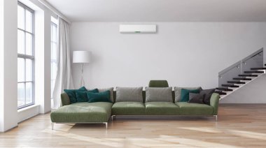 modern parlak iç mekan 3D resimleme