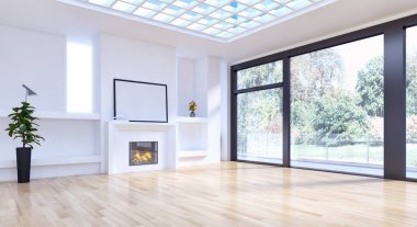 modern parlak iç mekan 3D resimleme