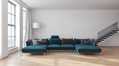 modern parlak iç mekan 3D resimleme