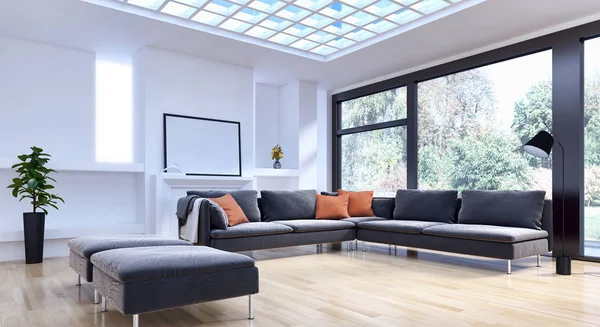 modern parlak iç mekan 3D resimleme