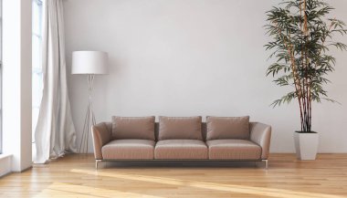 Modern parlak iç daire 3d render illüstrasyon
