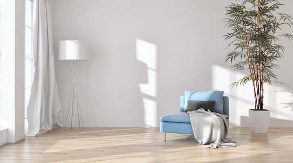 Moderní světlé interiéry bytu 3d vykreslování obrázku — Stock fotografie