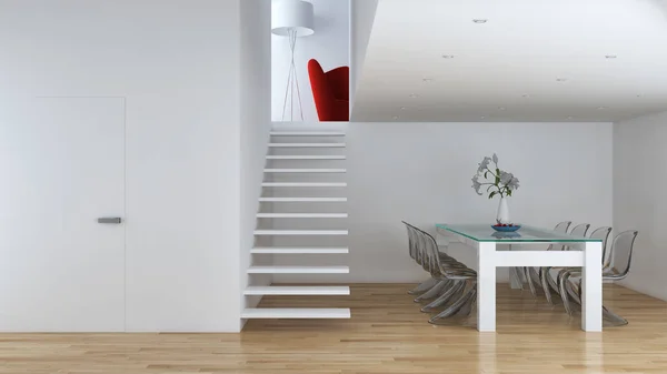 Modern parlak iç daire 3d render illüstrasyon - Stok İmaj