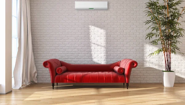Interior moderno con ilustración de renderizado 3D de aire acondicionado —  Fotos de Stock