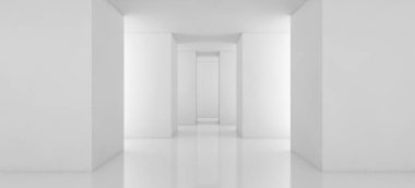 Modern parlak iç daire 3d render illüstrasyon