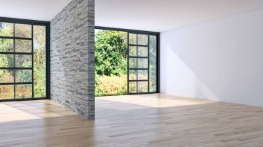 Modern parlak iç daire 3d render illüstrasyon