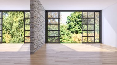 Modern parlak iç daire 3d render illüstrasyon