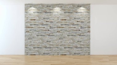 Modern parlak iç daire 3d render illüstrasyon