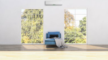 Modern parlak iç daire 3d render illüstrasyon