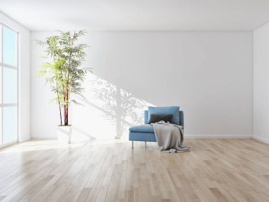 Modern parlak iç daire 3d render illüstrasyon
