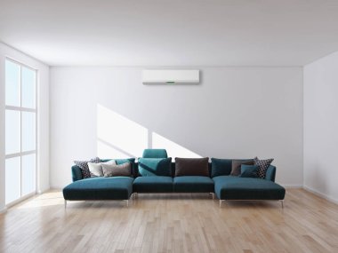 Modern parlak iç daire 3d render illüstrasyon