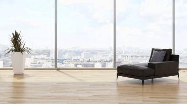 Modern parlak iç daire 3d render illüstrasyon