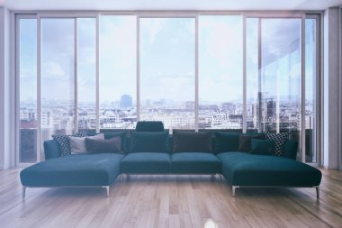 Modern parlak iç daire 3d render illüstrasyon