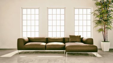 Modern parlak iç daire 3d render illüstrasyon