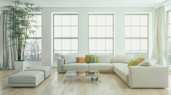 Moderní světlé interiéry bytu 3d vykreslování obrázku — Stock fotografie