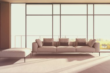 Modern parlak iç daire 3d render illüstrasyon