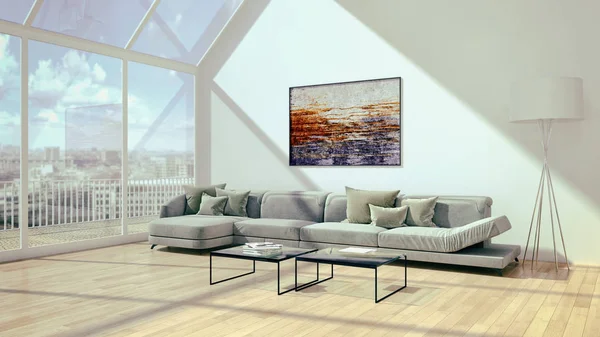 Modern parlak iç daire 3d render illüstrasyon — Stok fotoğraf