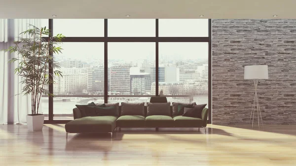 Intérieur lumineux moderne appartement illustration rendu 3D — Photo