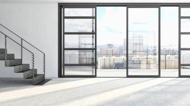 Modern parlak iç daire 3d render illüstrasyon