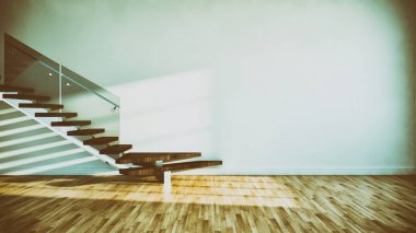 Modern parlak iç daire 3d render illüstrasyon