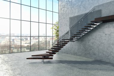 Modern parlak iç daire 3d render illüstrasyon