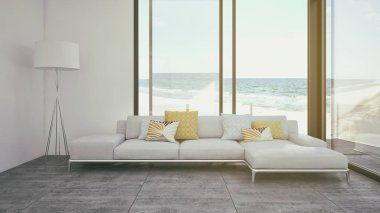 Modern parlak iç daire 3d render illüstrasyon