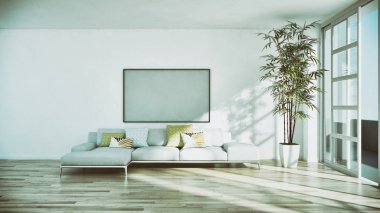 Modern parlak iç daire 3d render illüstrasyon